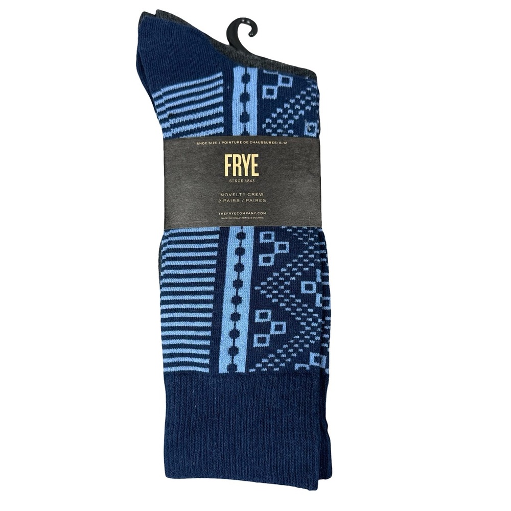 NEW Frye Navy Blue and Gray Cotton Socks Soft Durable Ankle Support